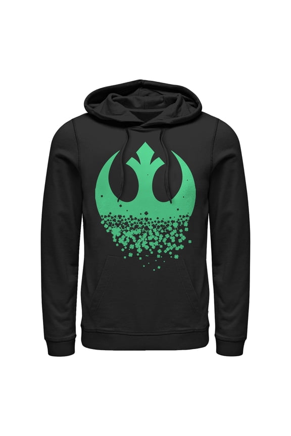 Men's Star Wars Rebel Symbol Clover Fade Pull Over Hoodie Black 2X Large