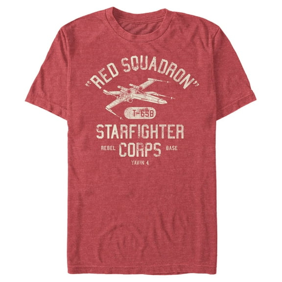 Men's Star Wars Rebel X-Wing Starfighter Corps Collegiate Graphic Tee Red Heather X Large