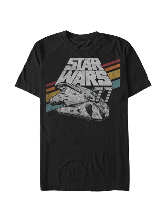 Men's Star Wars Retro 77 Millennium Falcon Stripes Graphic Tee Black 2X Large