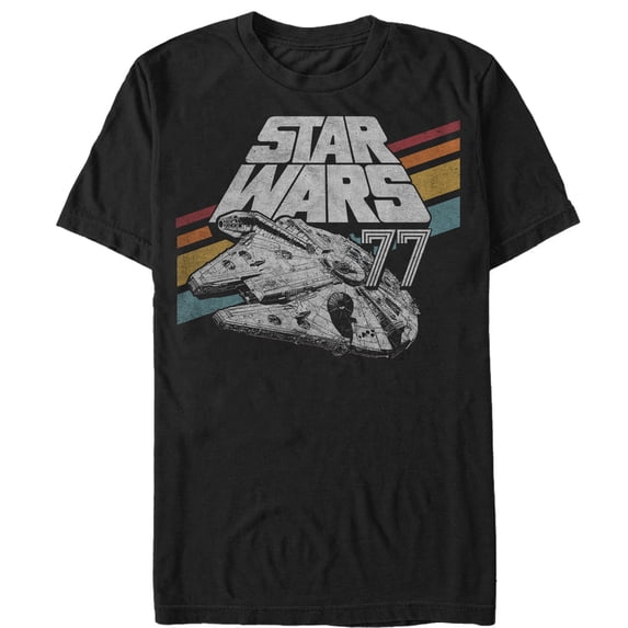 Men's Star Wars Retro 77 Millennium Falcon Stripes Graphic Tee Black 4X Large