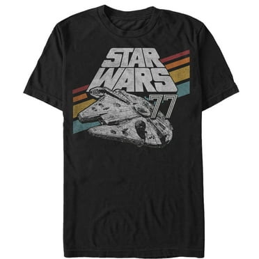 Men's Star Wars Retro 77 Millennium Falcon Stripes  Graphic Tee Black Large