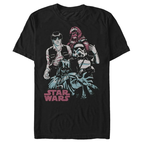 Men's Star Wars Retro Animation Character Line-Up  Graphic Tee Black X Large