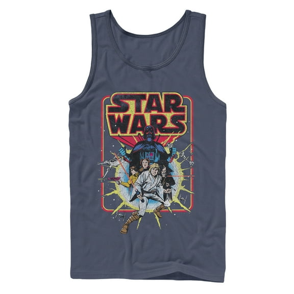 Men's Star Wars Retro Explosion  Tank Top Navy Blue 2X Large