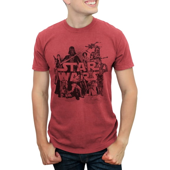 Men's Star Wars Retro Favorites Collage Graphic Tee Red Heather 2X Large