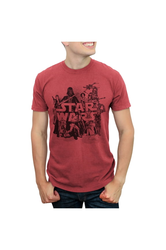 Men's Star Wars Retro Favorites Collage Graphic Tee Red Heather 2X Large