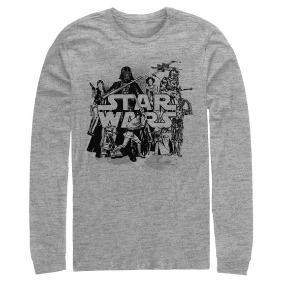 Men's Star Wars Retro Favorites Collage Long Sleeve Shirt Athletic Heather 2X Large
