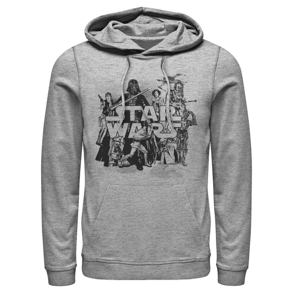 Men's Star Wars Retro Favorites Collage Pull Over Hoodie Athletic Heather 3X Large