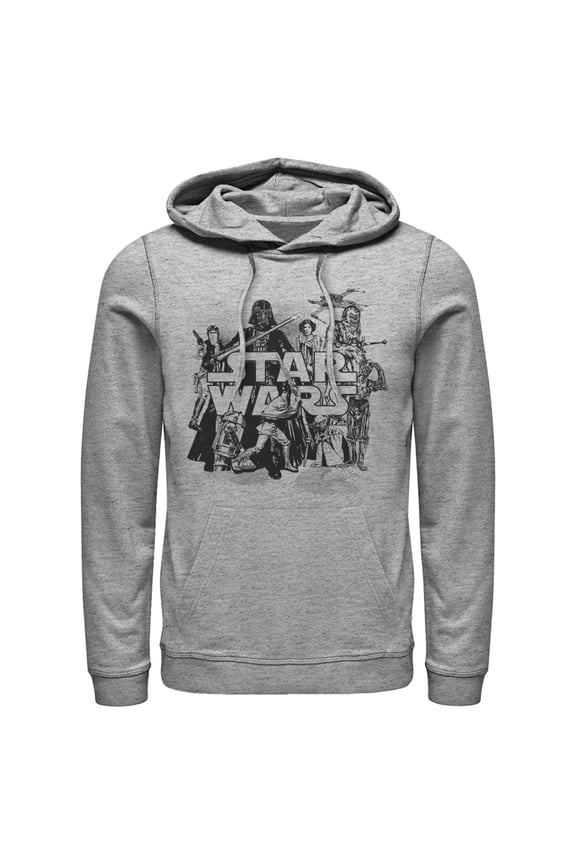 Men's Star Wars Retro Favorites Collage  Pull Over Hoodie Athletic Heather Small