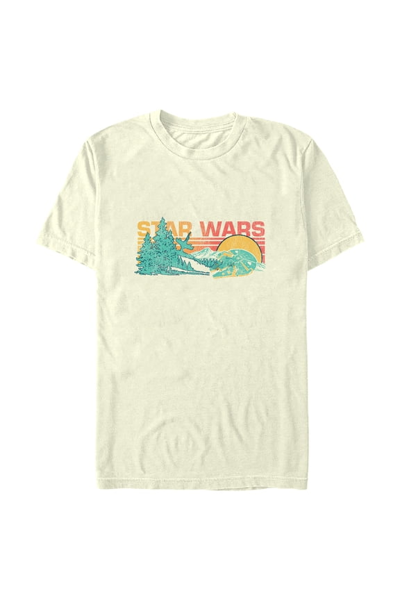 Men's Star Wars Retro Millenium Falcon Landscape Graphic Tee Beige Large