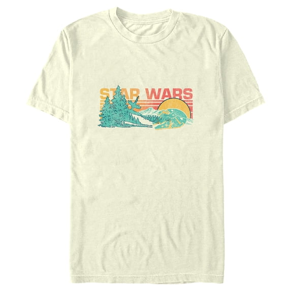 Men's Star Wars Retro Millenium Falcon Landscape Graphic Tee Beige Small