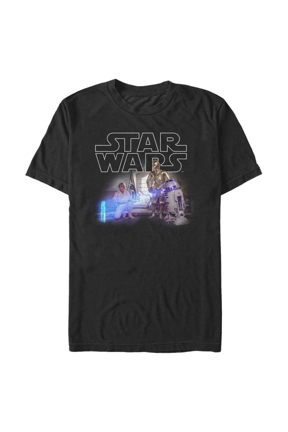 Men's Star Wars Retro R2-D2 First Meeting Graphic Tee Black 2X Large