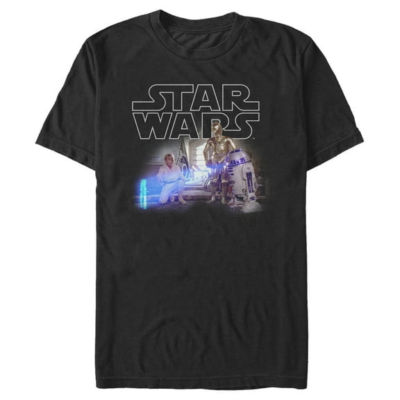 Men's Star Wars Retro R2-D2 First Meeting Graphic Tee Black 5X Large