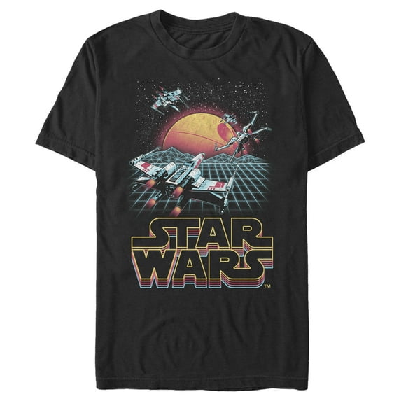 Men's Star Wars Retro X-Wing Grid Graphic Tee Black 3X Large