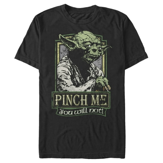 Men's Star Wars Retro Yoda Pinch Me Graphic Tee Black Small