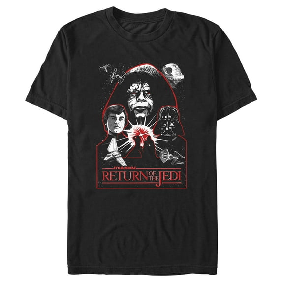 Men's Star Wars: Return of the Jedi Return of the Jedi Emperor Palpatine Black and Red Poster Graphic Tee Black Small