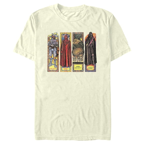 Men's Star Wars: Return of the Jedi Return of the Jedi Retro Distressed Character Cards Graphic Tee Beige Small