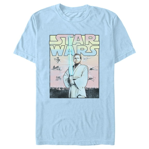 Men's Star Wars: Revenge of the Sith Pastel Obi-Wan Kenobi Graphic Tee Light Blue Small