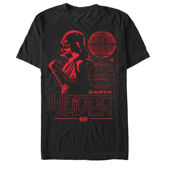 Men's Star Wars Rogue One Darth Vader Death Star Plans  Graphic Tee Black 2X Large