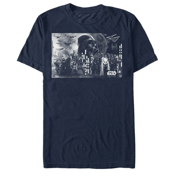 Men's Star Wars Rogue One Death Star Battle Groupshot  Graphic Tee Navy Blue Medium