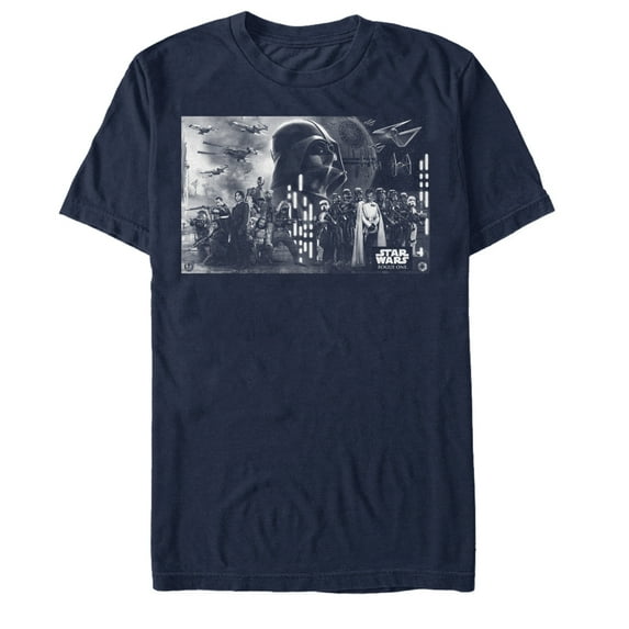 Men's Star Wars Rogue One Death Star Battle Groupshot Graphic Tee Navy Blue X Large