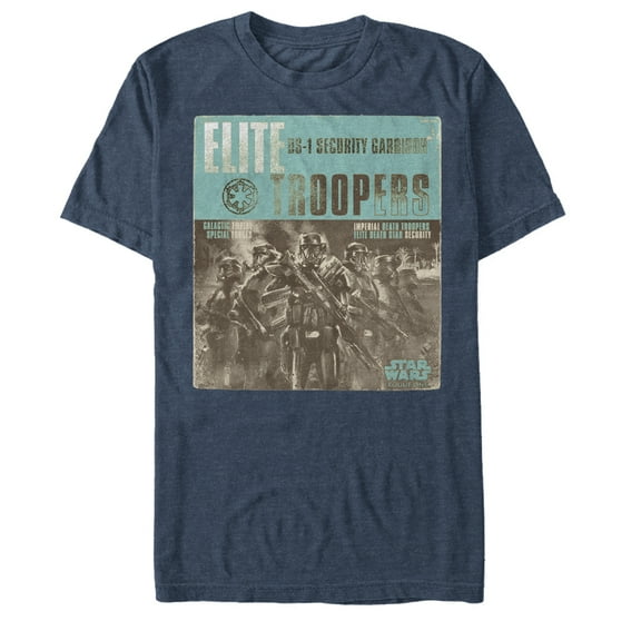 Men's Star Wars Rogue One Death Trooper Elite Security  Graphic Tee Navy Blue Heather Large