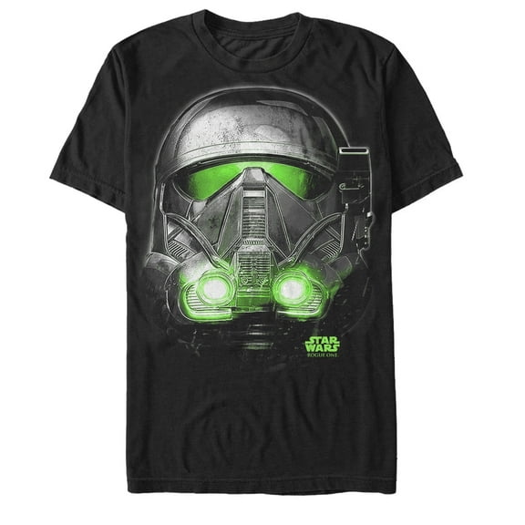Men's Star Wars Rogue One Death Trooper Helmet Glow Print  Graphic Tee Black X Large