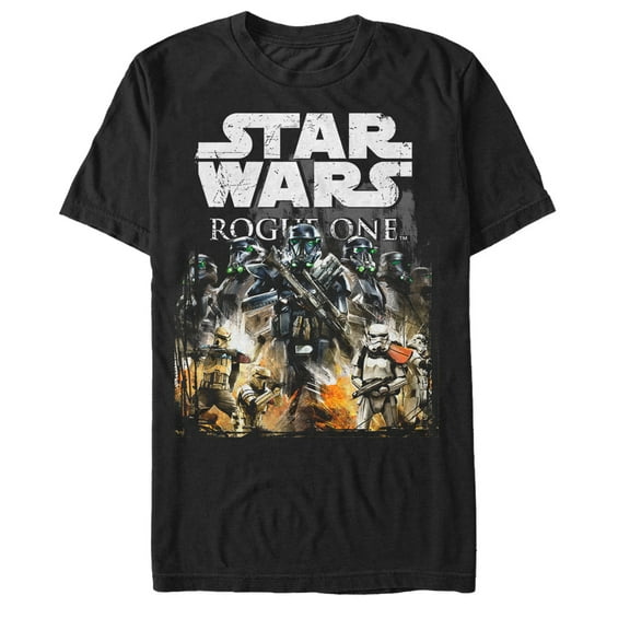 Men's Star Wars Rogue One Death Trooper Scene  Graphic Tee Black 3X Large