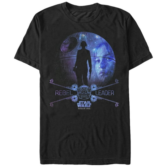 Men's Star Wars Rogue One Jyn Death Star Galaxy  Graphic Tee Black 2X Large
