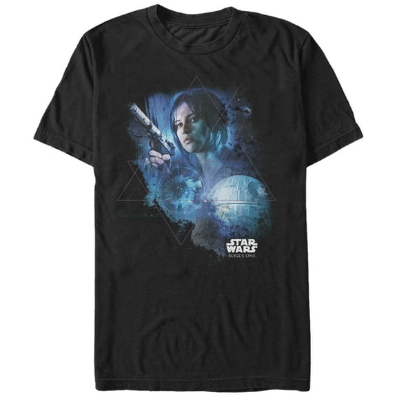 Men's Star Wars Rogue One Jyn Death Star Pyramid  Graphic Tee Black 4X Large