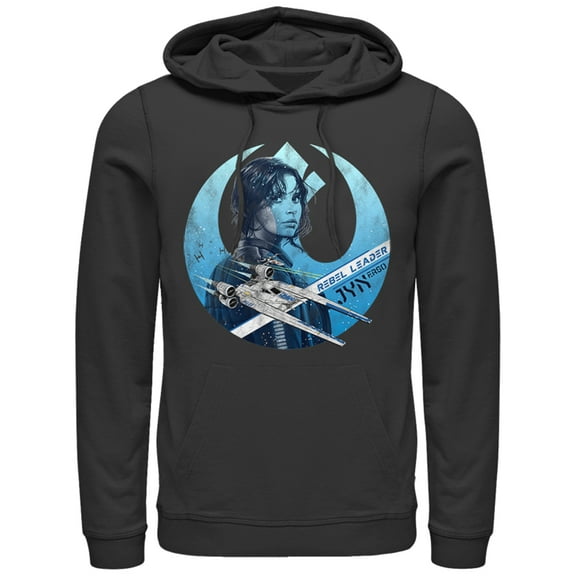 Men's Star Wars Rogue One Jyn Erso Rebel Crest  Pull Over Hoodie Black Large