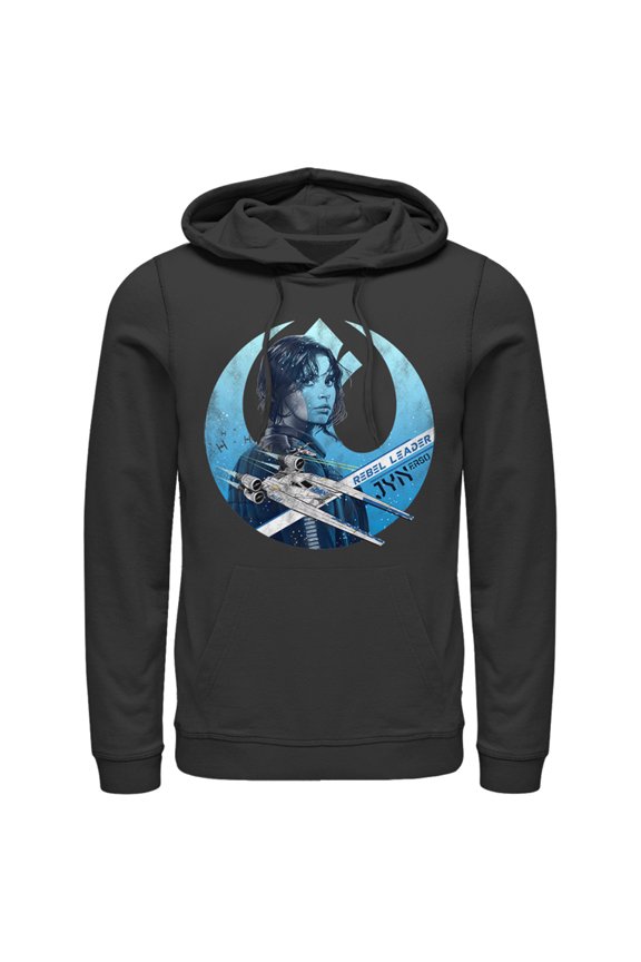 Men's Star Wars Rogue One Jyn Erso Rebel Crest Pull Over Hoodie Black Medium