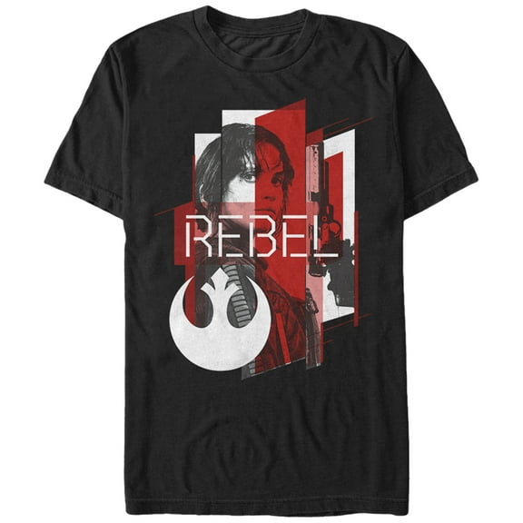 Men's Star Wars Rogue One Jyn Geometric Rebel Emblem Print  Graphic Tee Black 3X Large