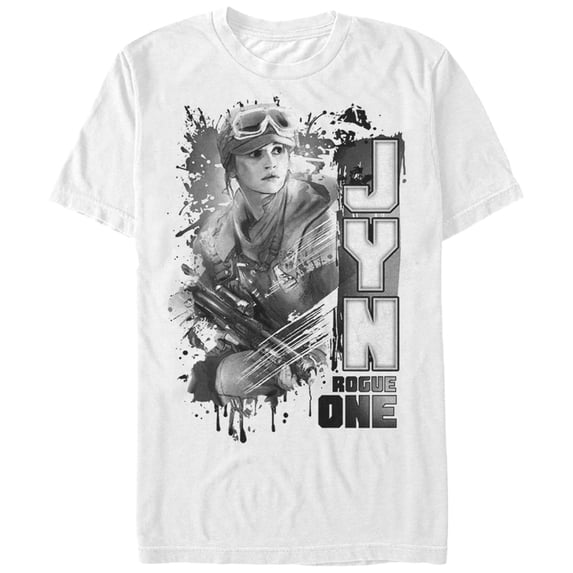 Men's Star Wars Rogue One Jyn Paint Splatter Print Graphic Tee White Small