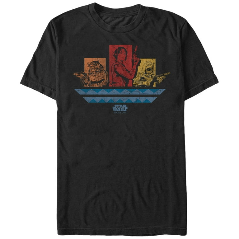 Men's Star Wars Rogue One Jyn Pao Bistan Panels Graphic Tee Black 2X Large