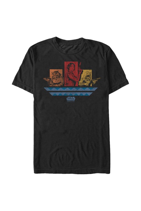 Men's Star Wars Rogue One Jyn Pao Bistan Panels  Graphic Tee Black Large