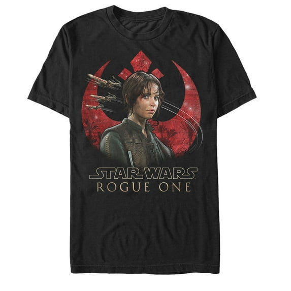 Men's Star Wars Rogue One Jyn Republic Alliance Crest Graphic Tee Black 3X Large