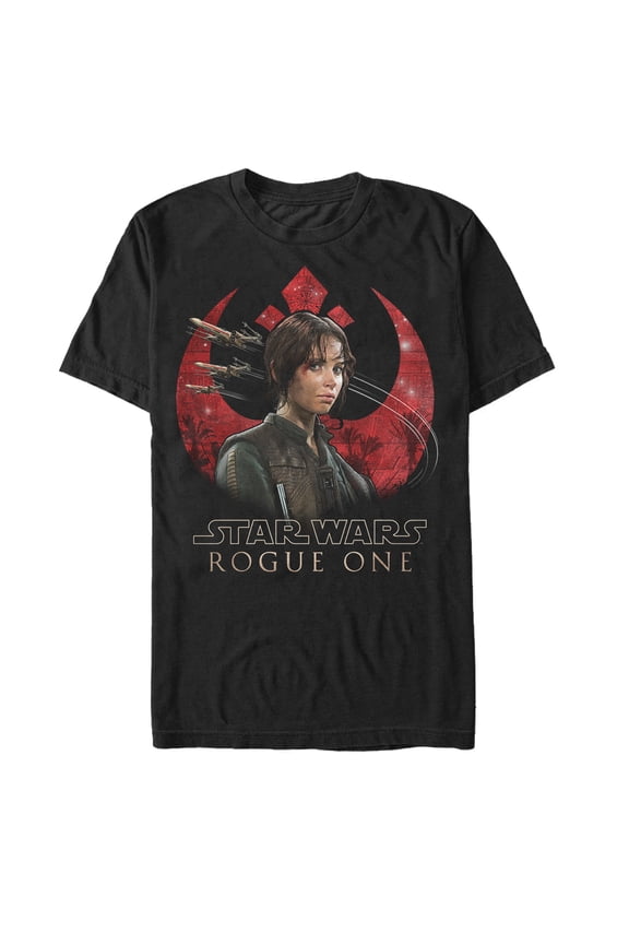 Men's Star Wars Rogue One Jyn Republic Alliance Crest Graphic Tee Black Medium