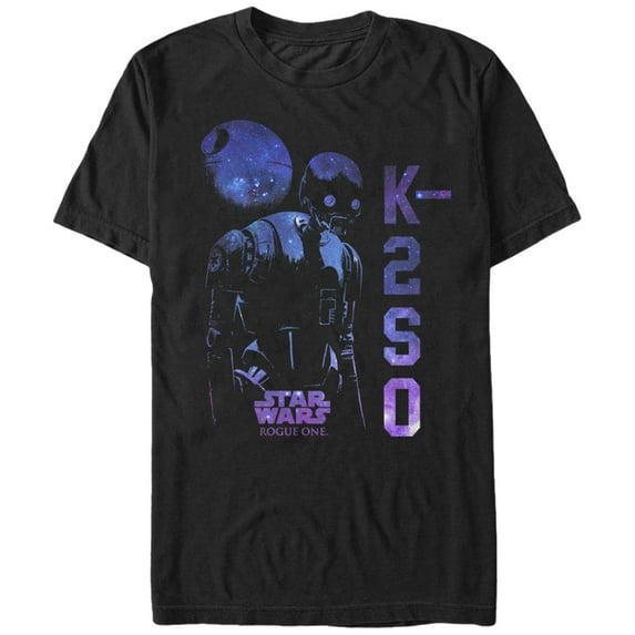 Men's Star Wars Rogue One K-2SO Galaxy Print Graphic Tee Black 2X Large