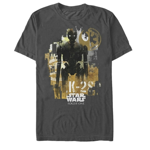 Men's Star Wars Rogue One K-2SO Modern Profile Print Graphic Tee Charcoal 3X Large