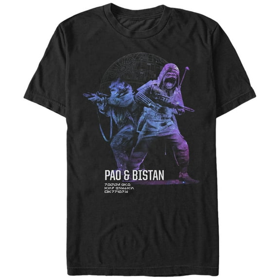 Men's Star Wars Rogue One Pao Bistan Galaxy Print  Graphic Tee Black Large