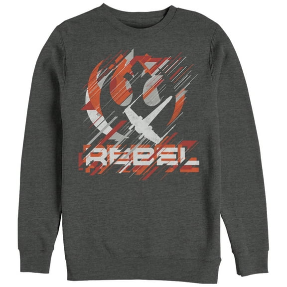 Men's Star Wars Rogue One Rebel Crest Streaks  Sweatshirt Charcoal Heather Medium