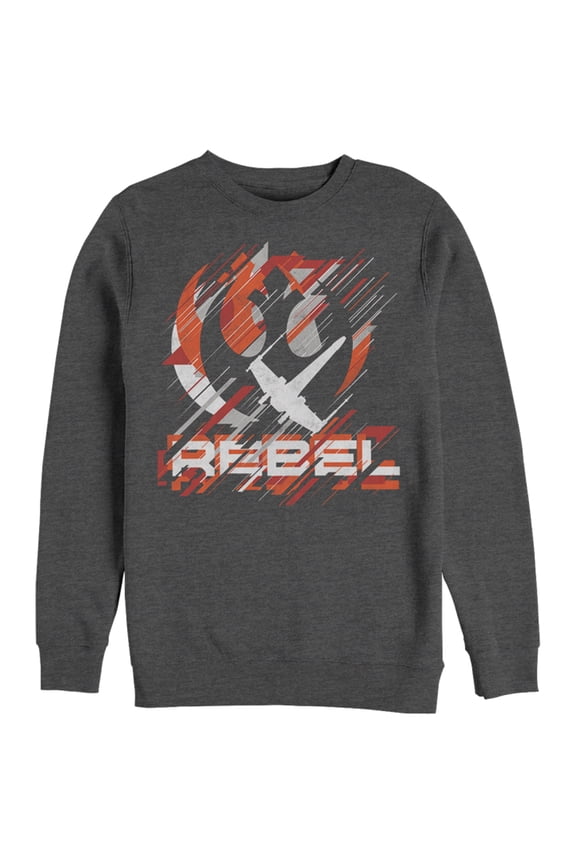 Men's Star Wars Rogue One Rebel Crest Streaks  Sweatshirt Charcoal Heather Small