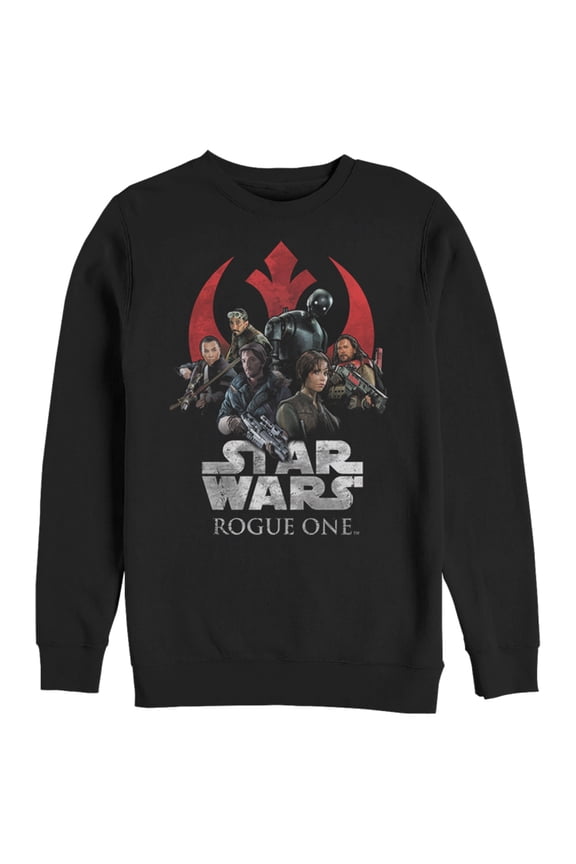 Men's Star Wars Rogue One Rebellion Groupshot Logo Sweatshirt Black Large