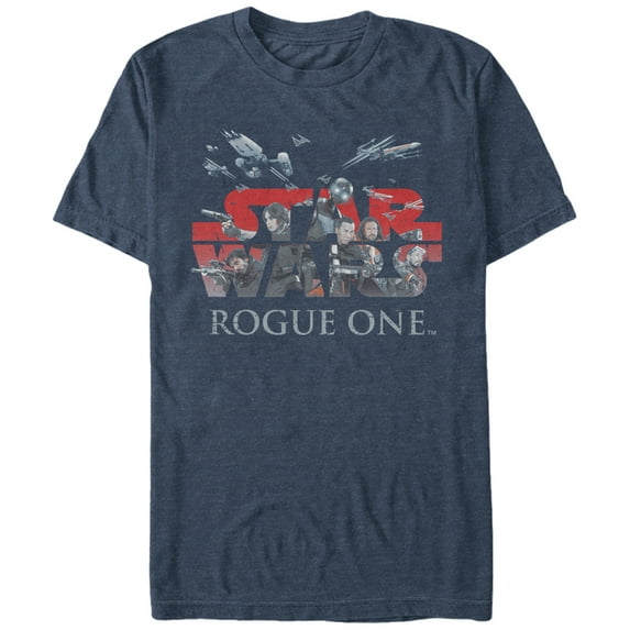 Men's Star Wars Rogue One Rebellion Logo Graphic Tee Navy Blue Heather Medium