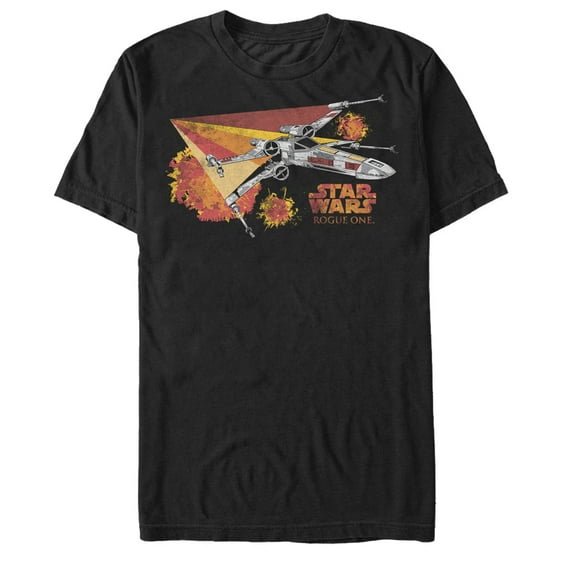 Men's Star Wars Rogue One X-Wing Fire Bursts  Graphic Tee Black Small