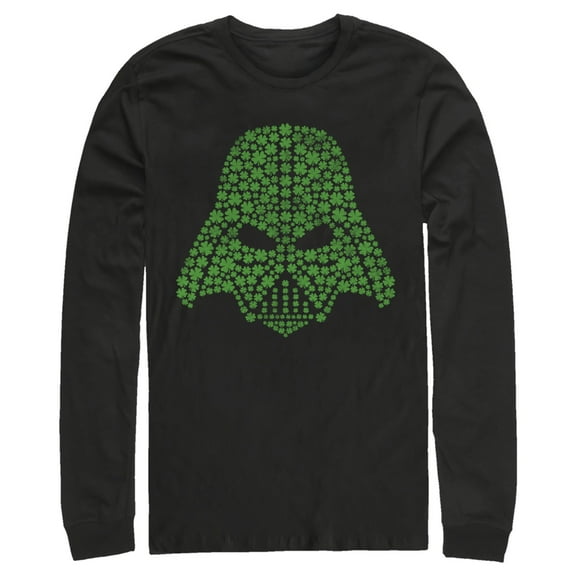 Men's Star Wars Shamrock Darth Vader  Long Sleeve Shirt Black Medium