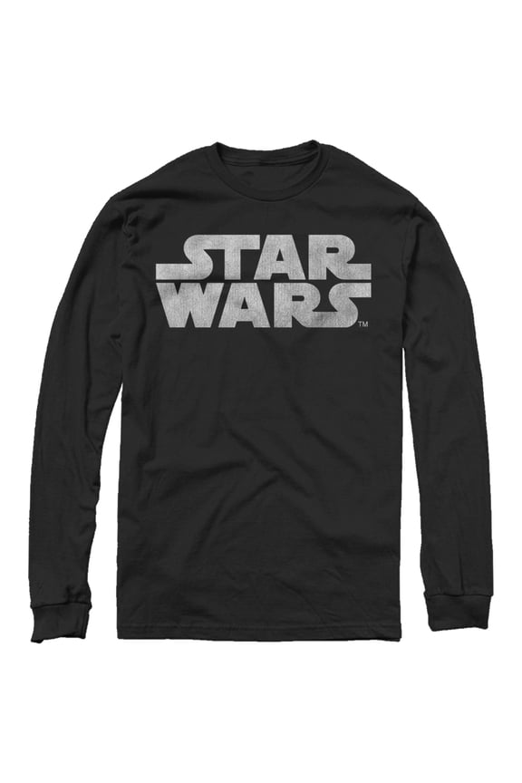 Men's Star Wars Simple Logo Long Sleeve Shirt Black Large