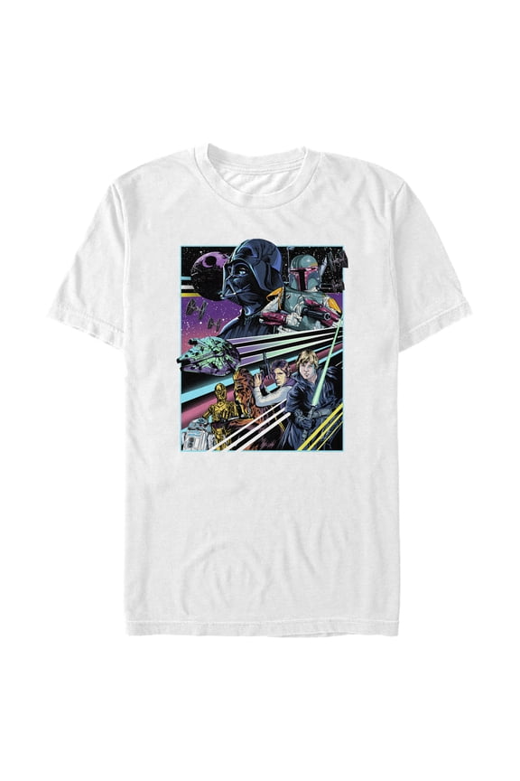 Men's Star Wars Speed Stripe Character Collage  Graphic Tee White Large