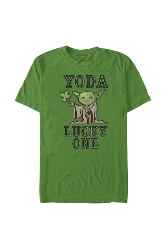 Men's Star Wars St. Patrick's Day Cartoon Yoda Lucky One Graphic Tee Kelly Green Medium