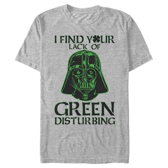 Men's Star Wars St. Patrick's Day Darth Vader I Find your Lack of Green Disturbing  Graphic Tee Athletic Heather Medium
